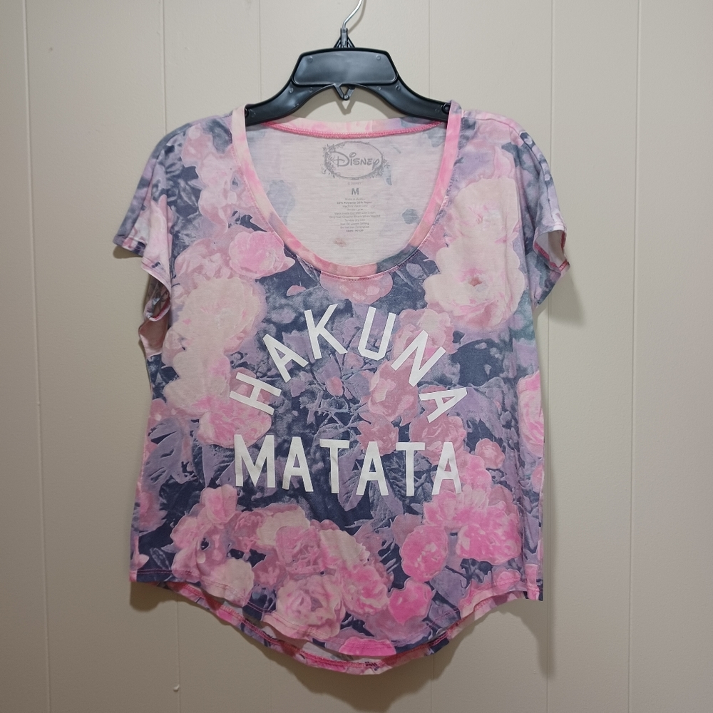Disney Lion King Pink Floral Hakuna Matata Shirt Women's Medium